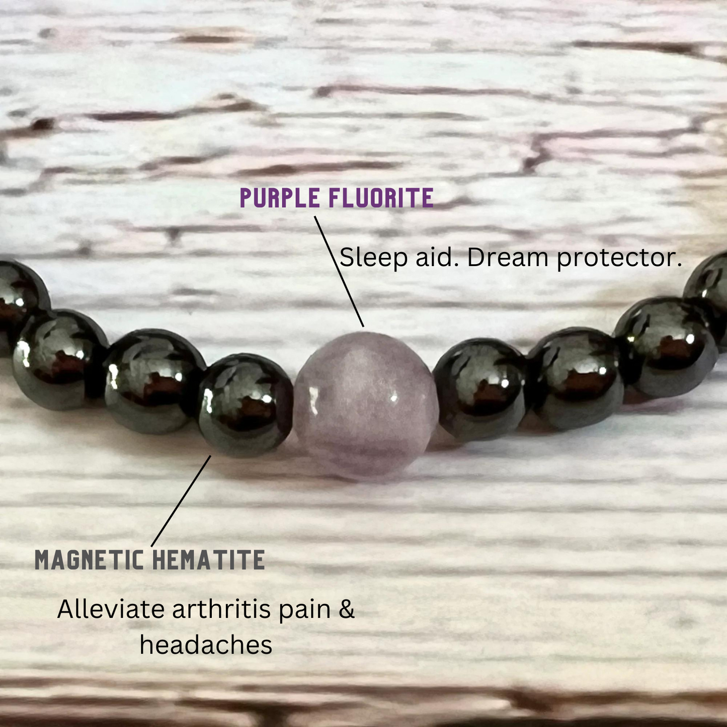 Magnetic Therapy Pain Relief & Sleep Aid  With Purple Fluorite Bracelet