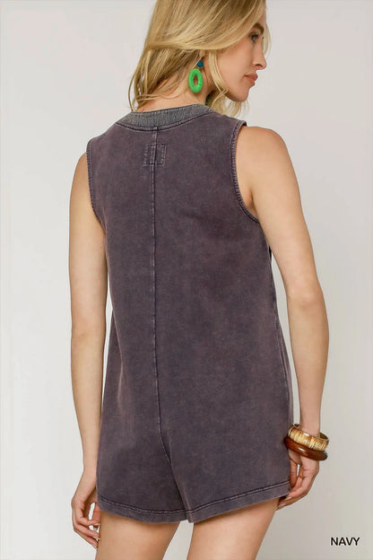 Tie Front Sleeveless Romper
