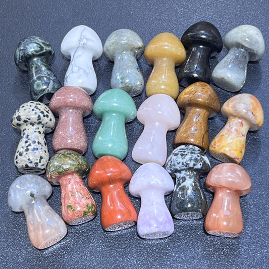 Mixed Crystal Mushrooms Gemstone Carving Decor Bulk