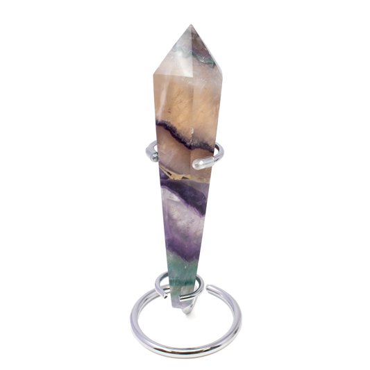 Rainbow Fluorite Tapered Point with Stainless Steel Spiral Stand