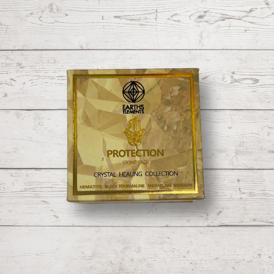 Protection Crystal Pack – Black Tourmaline, Hematite & Snowflake Obsidian