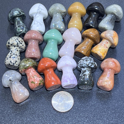 Mixed Crystal Mushrooms Gemstone Carving Decor Bulk