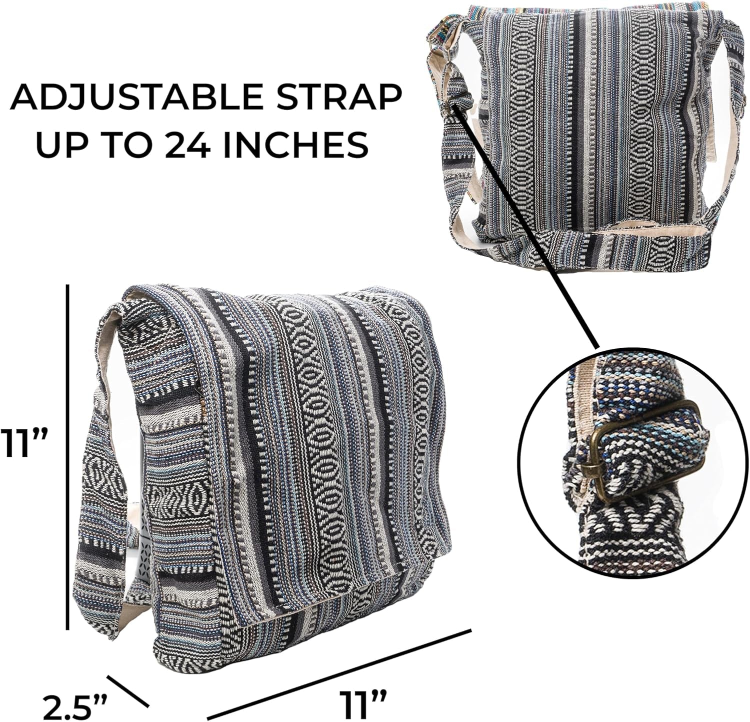 Crossbody Messenger Bag - Handmade in Nepal - Over-The-Shoulder Sling Bag - Unisex