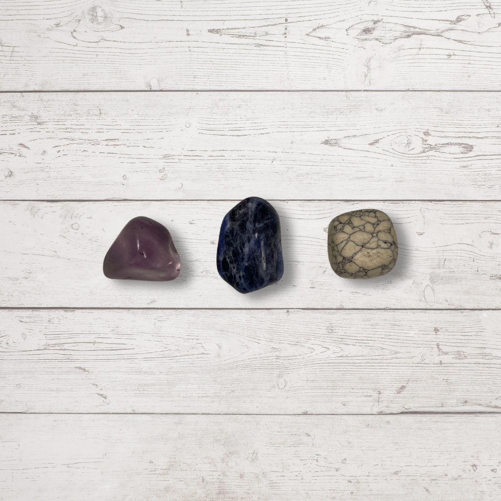 Stress & Anxiety Relief Crystal Pack – Amethyst, Howlite & Sodalite
