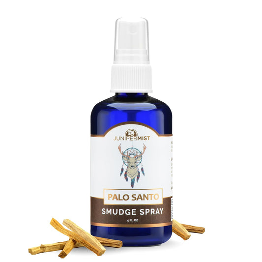 Palo Santo and Sage Smudge Spray (4Oz) Grounding & Clarity - Cleansing Energy & Aura – Sage Spray for Smudging & Negative Energy – Smokeless Mist for Home & Meditation – Crystal Infused, USA Made