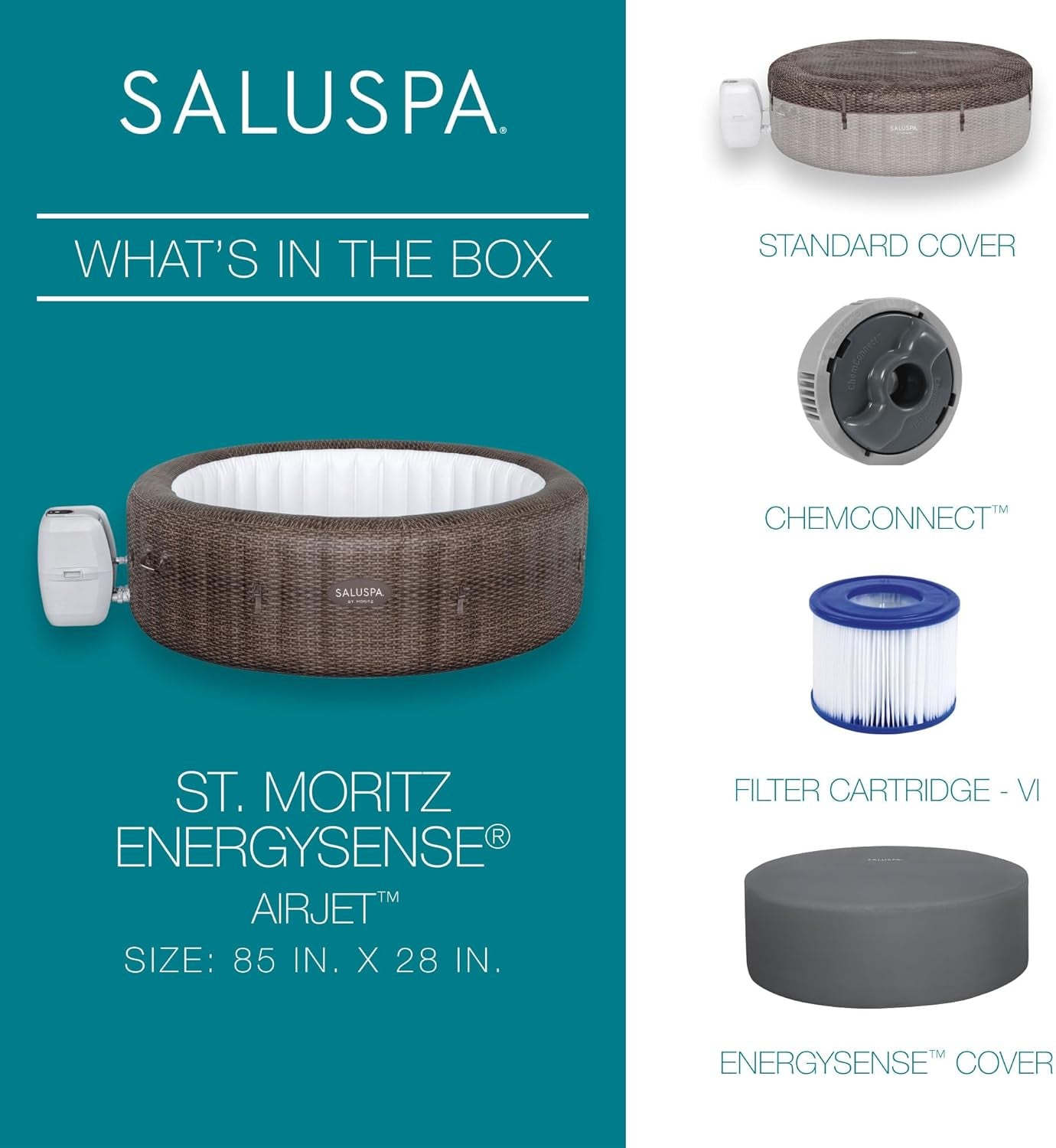 Saluspa St Moritz Airjet 5 to 7 Person Inflatable Hot Tub round