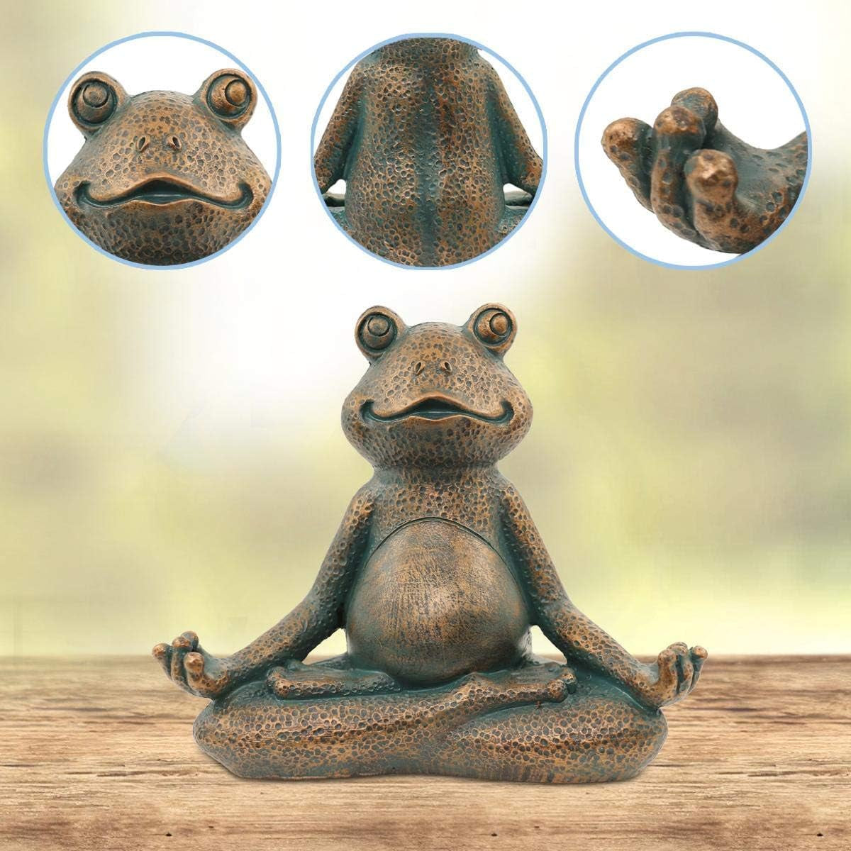Meditating Frog Miniature Figurine,Zen Yoga Frog Garden Statue Ornament- Indoor/Outdoor Garden Sculpture for Fairy Garden,Home, Patio,Deck,Porch Yard Art Decoration,5 Inch(Copper)Christmas Gift