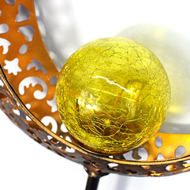 SolarEra Garden Stake Solar Lights Outdoor Sun Decor, Crackle Glass
