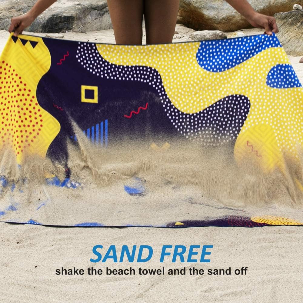 Microfiber Beach Towels Sand Free Quick Dry Portable Pool Towels Colorful Compact Absorbent Beach Towels with Bag Beach Towels for Adults Girls Women 31X63 Inch (Yellow)