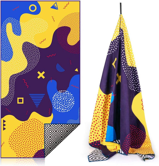 Microfiber Beach Towels Sand Free Quick Dry Portable Pool Towels Colorful Compact Absorbent Beach Towels with Bag Beach Towels for Adults Girls Women 31X63 Inch (Yellow)
