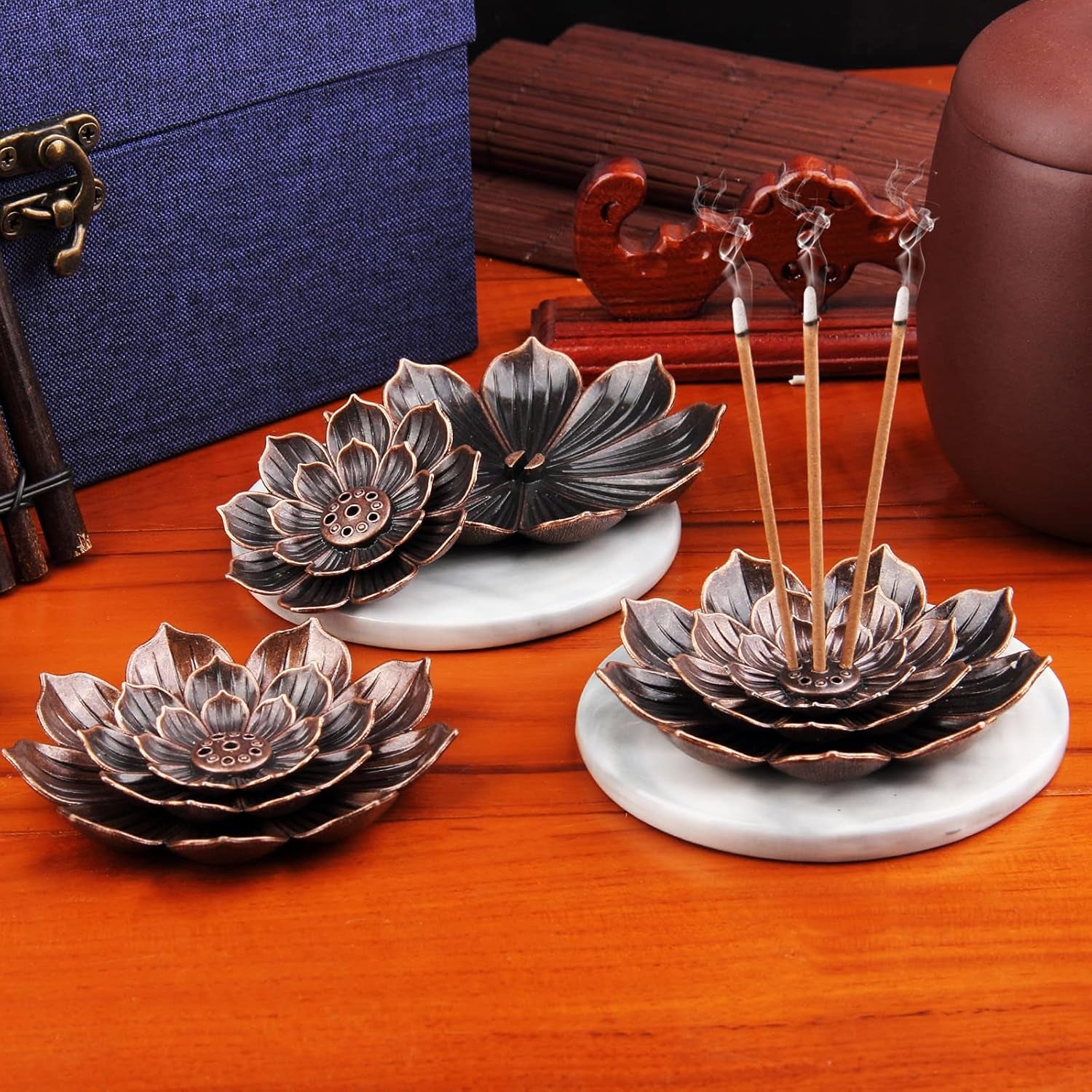 4Pack Incense Holder Cone Incense Burner Holder with Ash Catcher for Home Office Fragrance Accessories