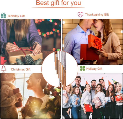 ® 36" Gold Wind Chimes for Outside,Memorial Wind Chimes with 18 Aluminum Tubes and S Hook,Clearance Wind Chimes for Home Garden Hanging Decor