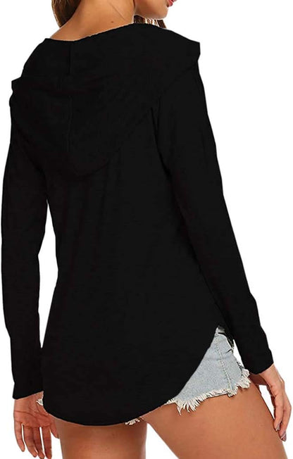 Women'S I'M Mostly Peace Love and Light Long Sleeve V Neck Casual Loose Tshirts Hoody Tops