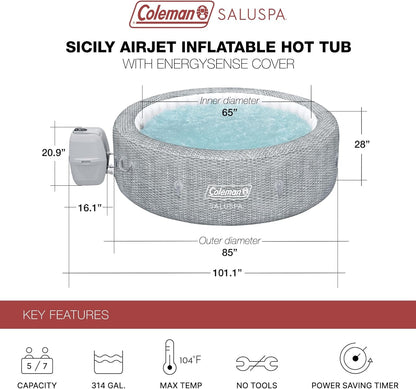 Sicily Airjet 5 to 7 Person Inflatable Hot Tub round Portable Outdoor