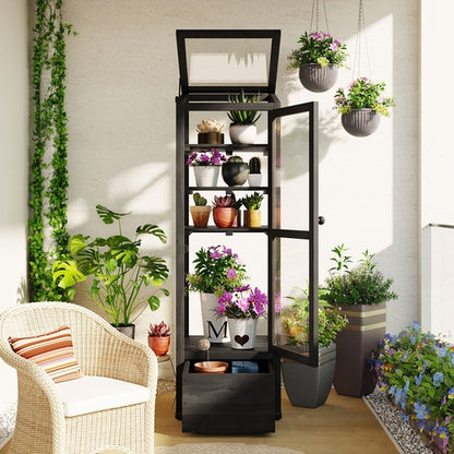 62.4inch Height Wood Garden Greenhouse Balcony Portable Mini Cold