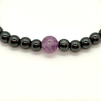 Joint Movement Support Purple Fluorite & Hematite Bracelet (Non-Magnetic)