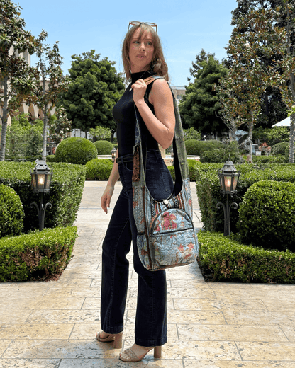 Kathmandu Collection Vintage Patchwork Hobo Bag with Water Bottle Pockets