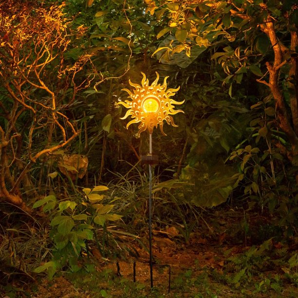 SolarEra Garden Stake Solar Lights Outdoor Sun Decor, Crackle Glass