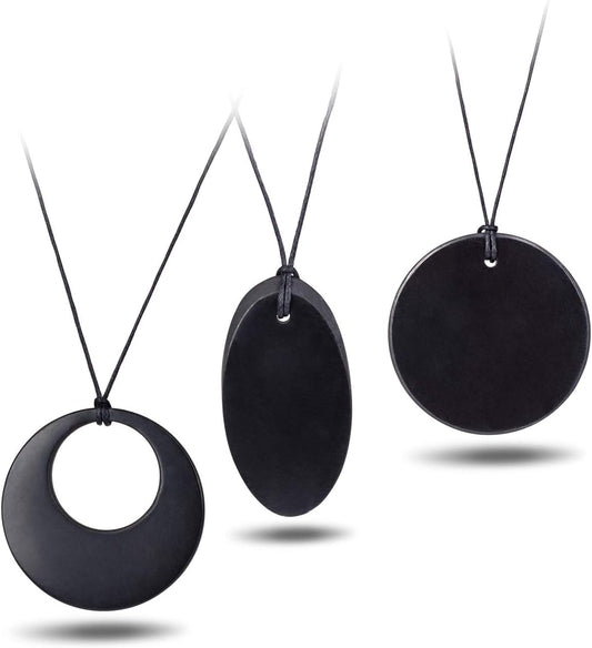 Shungite Crystal Necklace Pendant Set - Spiritual Jewellery & Chakra Necklace - Trendy Jewellery Healing Crystals Black Necklace for Negative Energy Protection