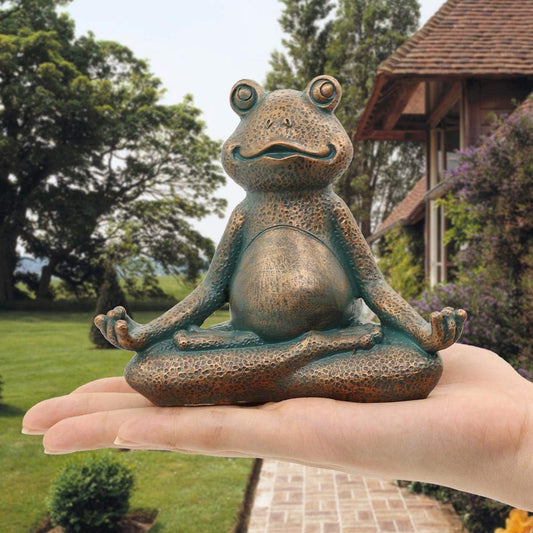Meditating Frog Miniature Figurine,Zen Yoga Frog Garden Statue Ornament- Indoor/Outdoor Garden Sculpture for Fairy Garden,Home, Patio,Deck,Porch Yard Art Decoration,5 Inch(Copper)Christmas Gift