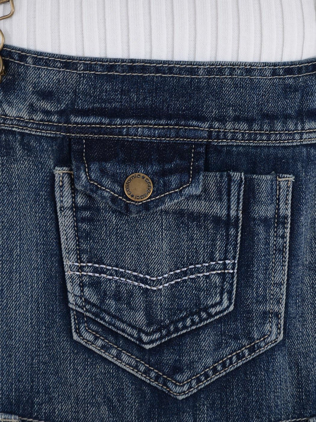 Womens Vintage Wash Straight Leg Denim Overalls with Pocket Bib