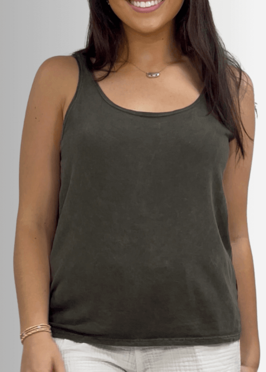 Twenty Four Seven Cotton Tank in Dark Moss Green