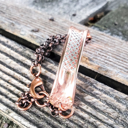 Adjustable Handmade Sculpted Copper Channel Silver Mesh Cuff Bracelet
