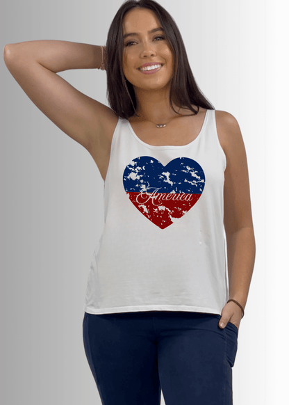 America Heart Graphic Premium Cotton Tank
