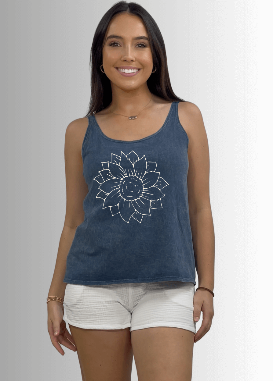 A Simple Flower Graphic Premium USA Made Cotton Tank Top