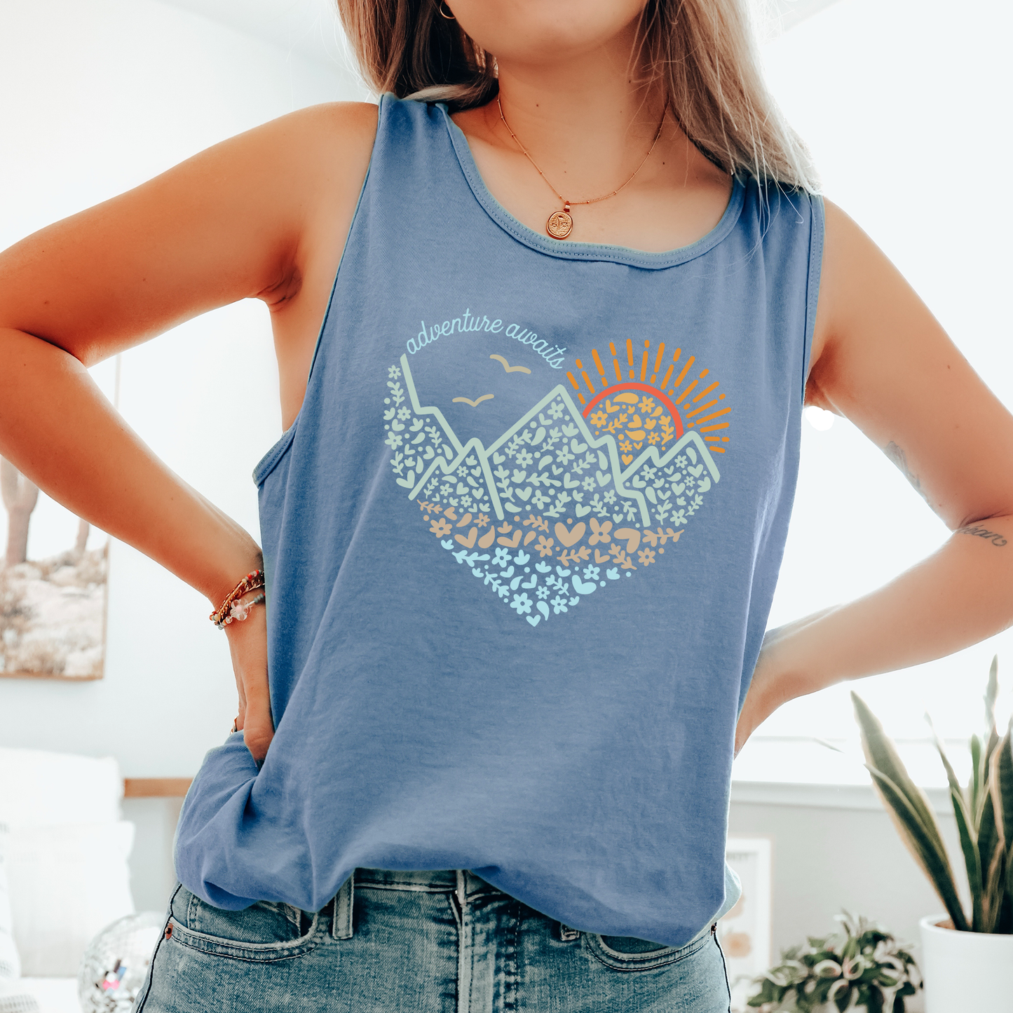 Adventure Awaits, Nature, Outdoors, Hiking Comfort Colors Tank Top