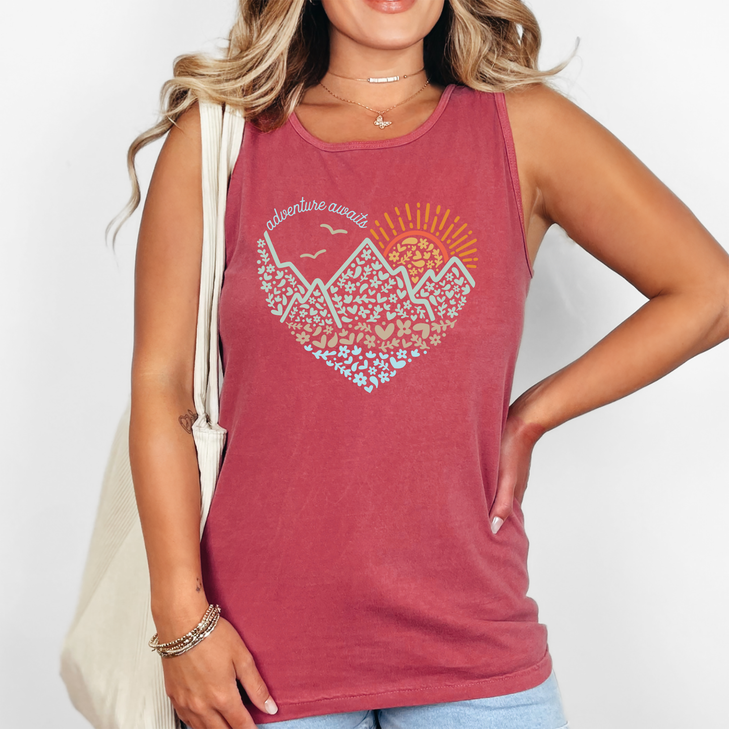 Adventure Awaits, Nature, Outdoors, Hiking Comfort Colors Tank Top