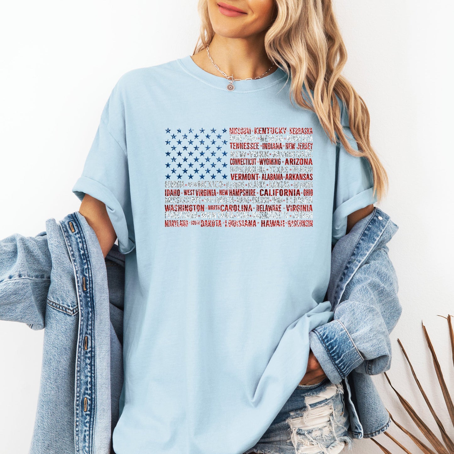 American Flag, States, USA, Patriotic, America, 4th of July Tshirt Comfort Colors T-Shirt