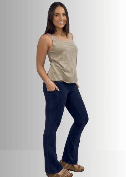 Twenty Four Seven Cotton Tank in Dark Blue Grey Denim