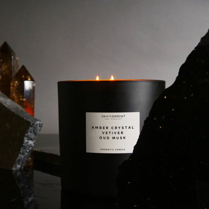 55oz Amber Crystal | Vetiver | Oud Musk Candle (Inspired by Baccarat Rouge 540®)