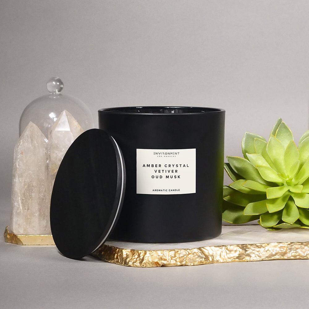 55oz Amber Crystal | Vetiver | Oud Musk Candle (Inspired by Baccarat Rouge 540®)
