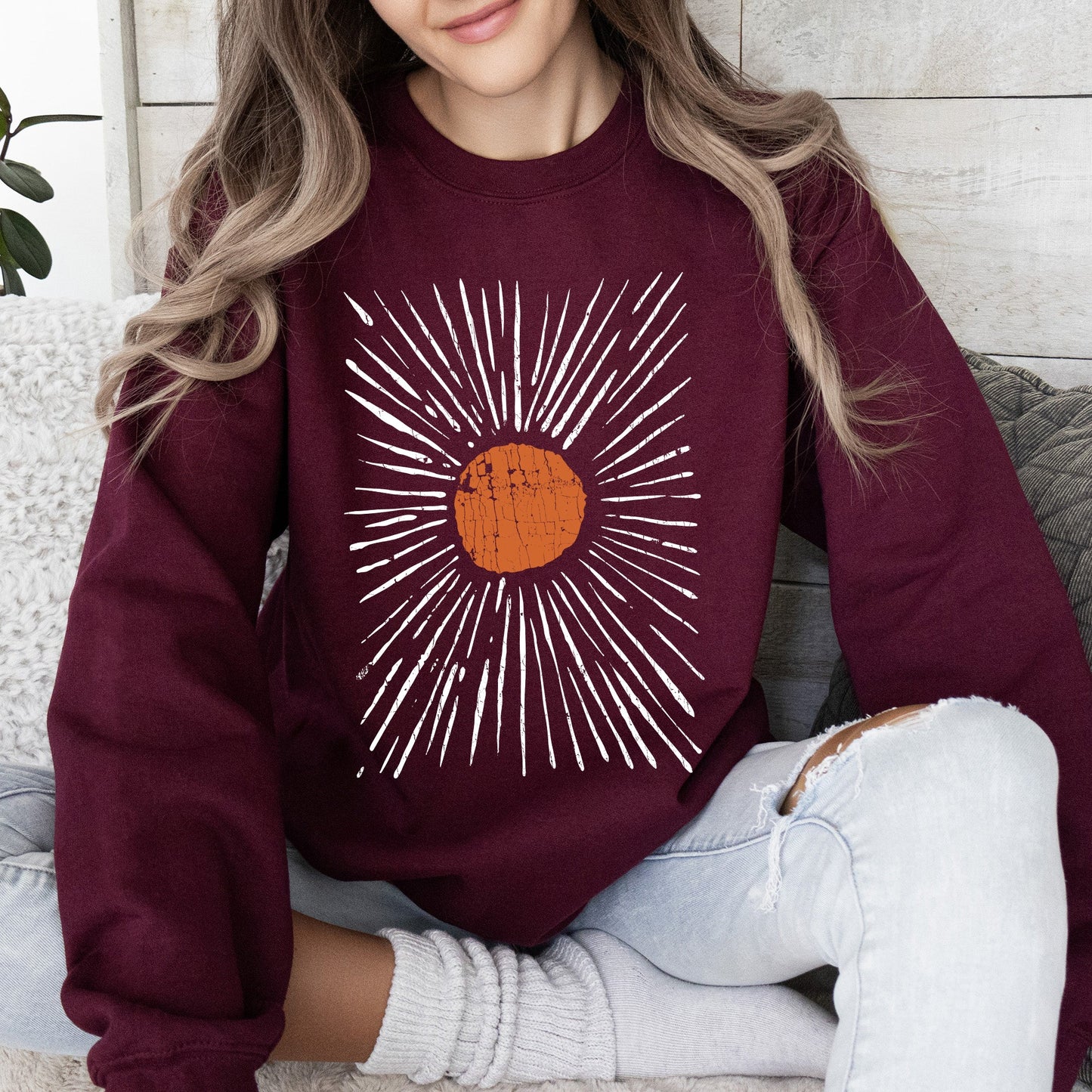 Boho Starburst, Celestial, Retro Sweatshirt