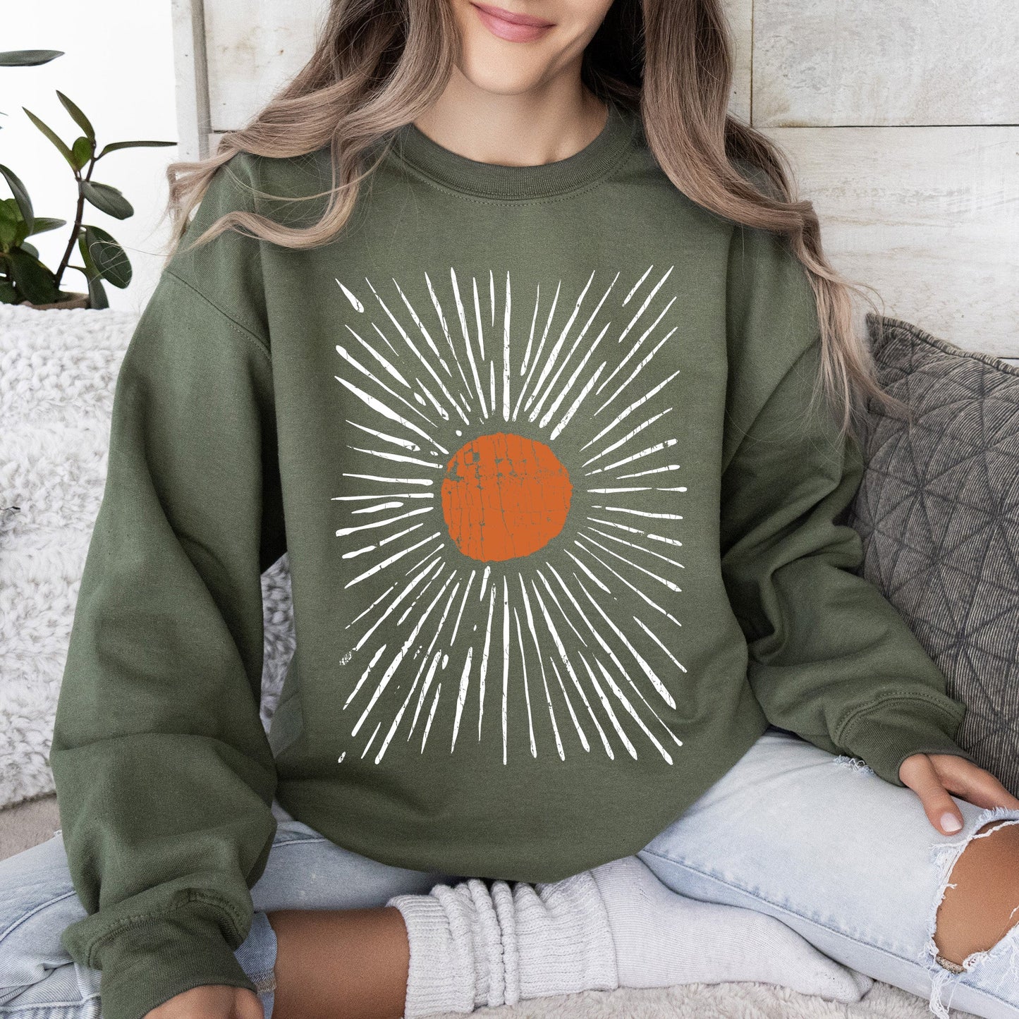 Boho Starburst, Celestial, Retro Sweatshirt