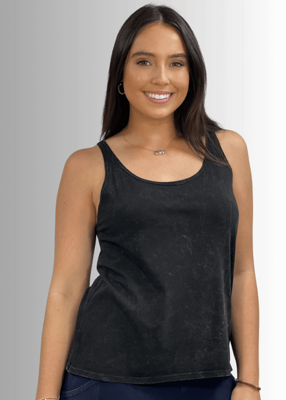 Twenty Four Seven Cotton Tank in Dark Blue Grey Denim