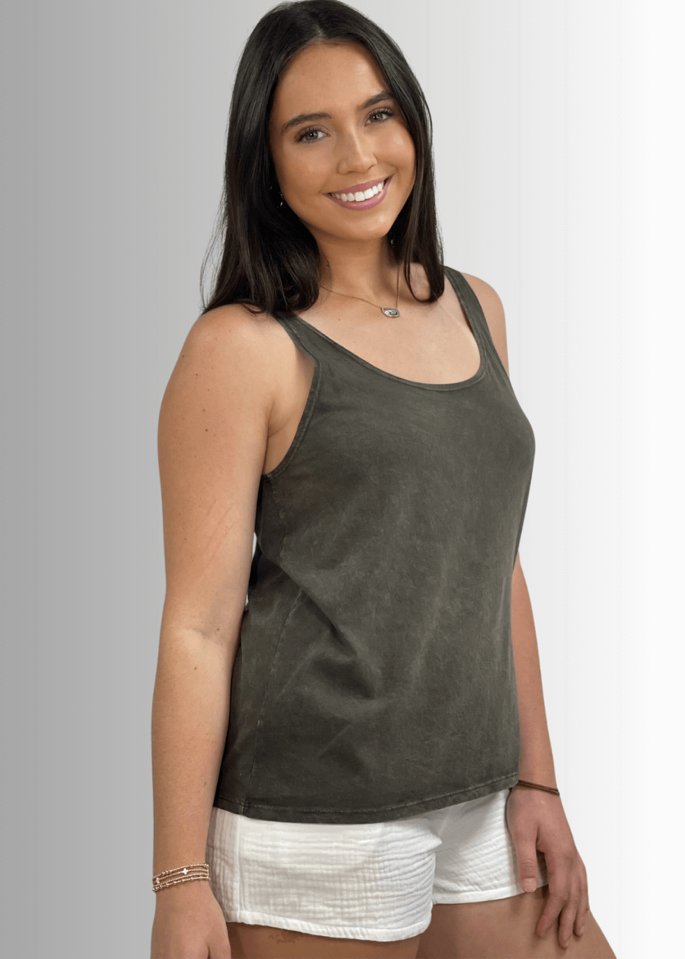 Twenty Four Seven Cotton Tank in Stone