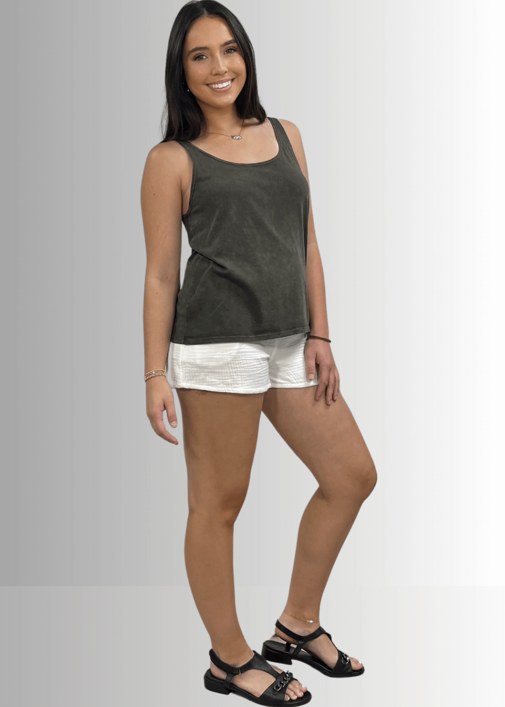 Twenty Four Seven Cotton Tank in Dark Moss Green
