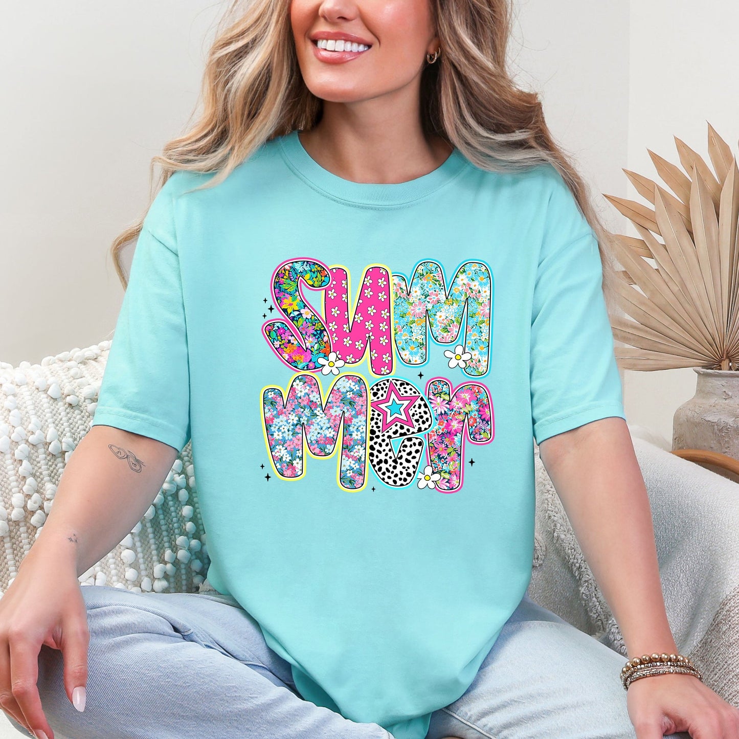 Colorful Summer, Retro, Floral, Comfort Colors T-Shirt