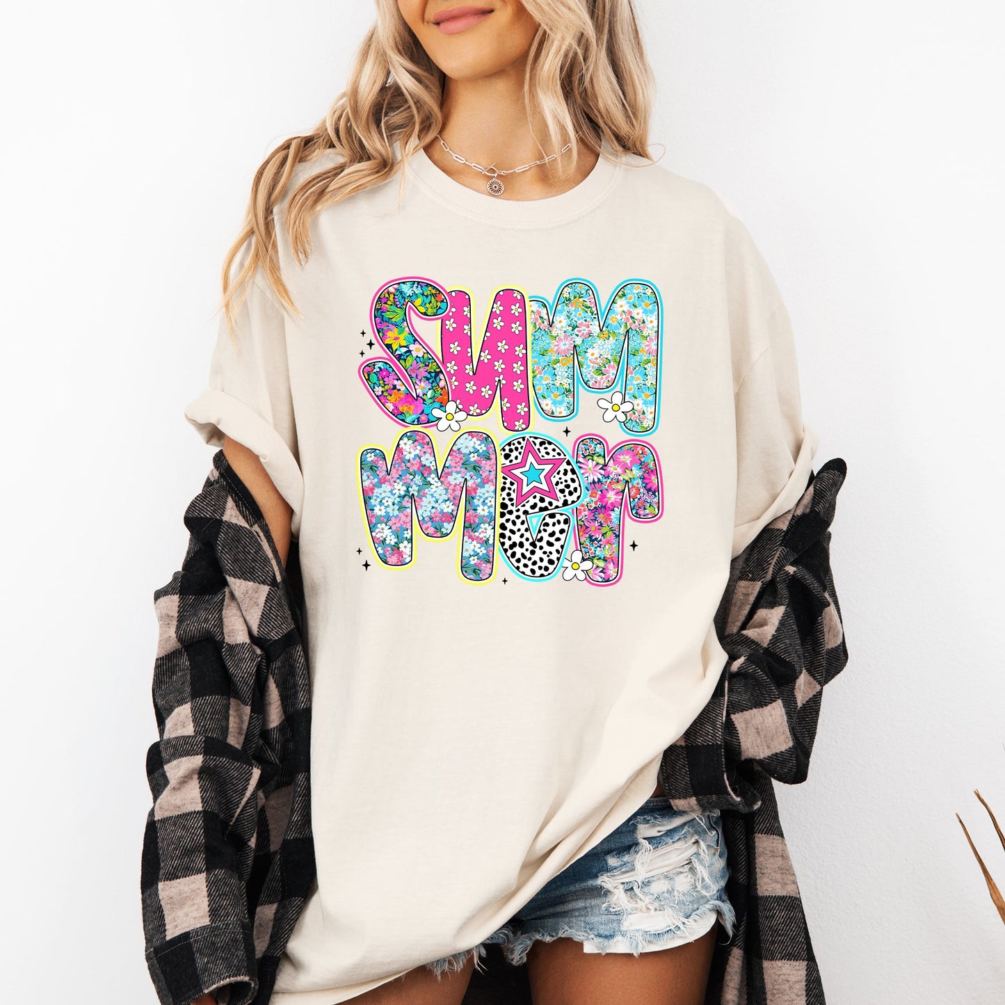 Colorful Summer, Retro, Floral, Comfort Colors T-Shirt