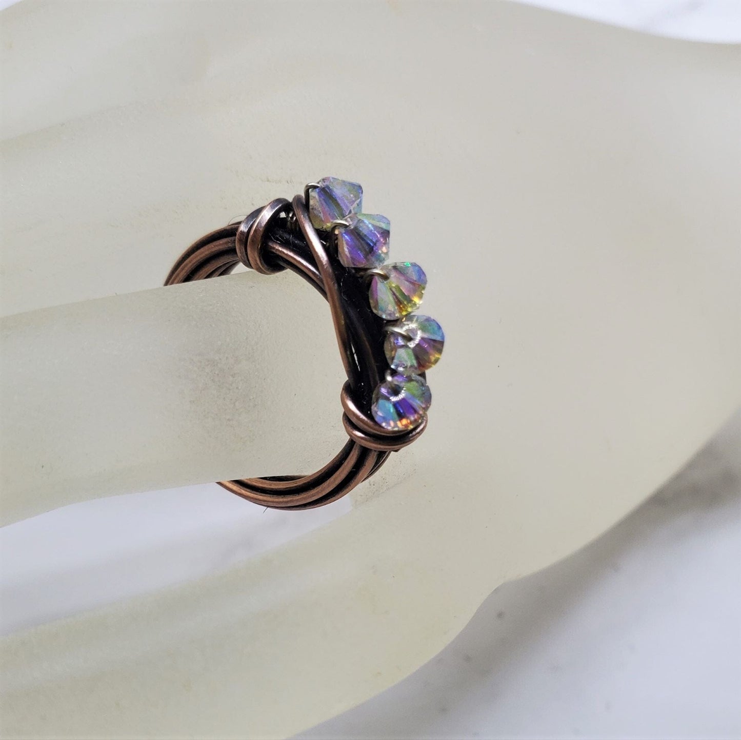 Copper Multi Wire Wrapped Super Sparkly Bling Ring