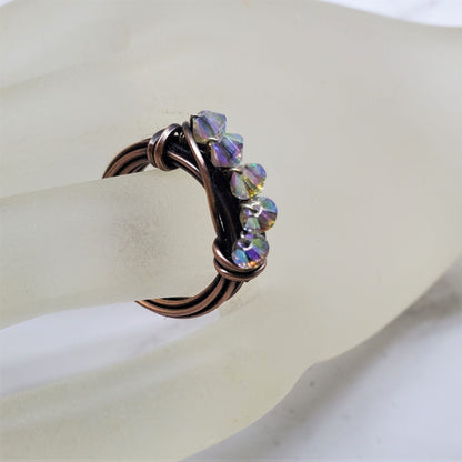 Copper Multi Wire Wrapped Super Sparkly Bling Ring