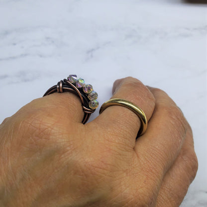 Copper Multi Wire Wrapped Super Sparkly Bling Ring