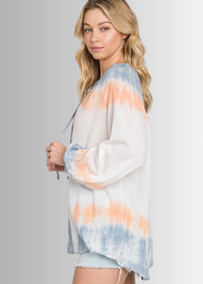 Premium Gauze Color Block Tie Dye Top Made in USA