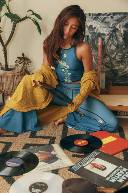 Woodstock Crop Yoga Hippie Flare Bell Bottoms