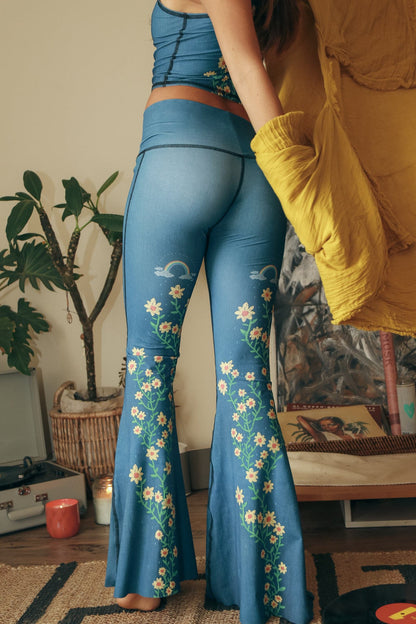 Woodstock Crop Yoga Hippie Flare Bell Bottoms