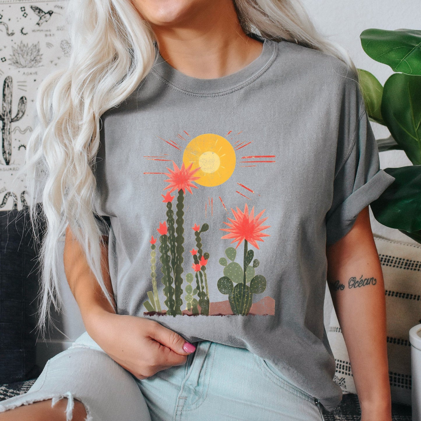 Desert Cactus, Sun Succulent, Western, Plants, Tshirt Comfort Colors T-Shirt