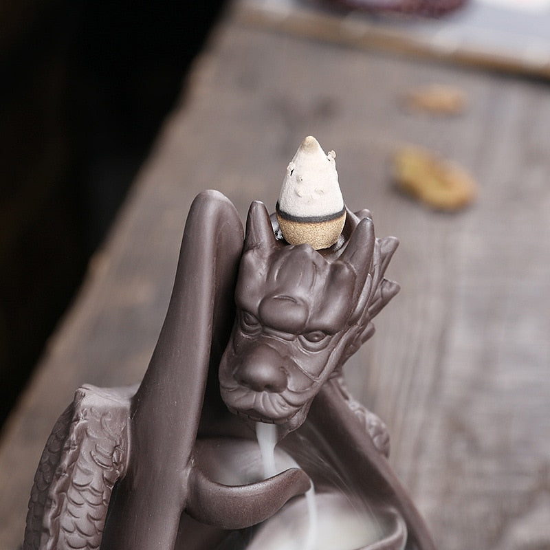 Dragon Cascading Ceramic Backflow Incense Burner
